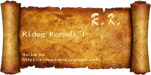 Rideg Kornél névjegykártya